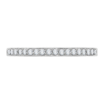 Euro Shank Round Diamond Half-Eternity Wedding Band In 14K White Gold